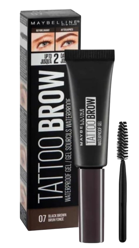 Maybelline Eyebrow, Tattoo Brow Longlasting Waterproof Eyebrow Gel 07 Black Brown